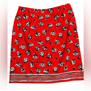 Talbots red ladybug skirt cotton Size 10